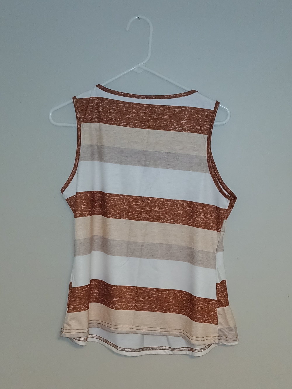 Striped Sleeveless Tank Top in Rust, Cream & White - Picture 2 of 3